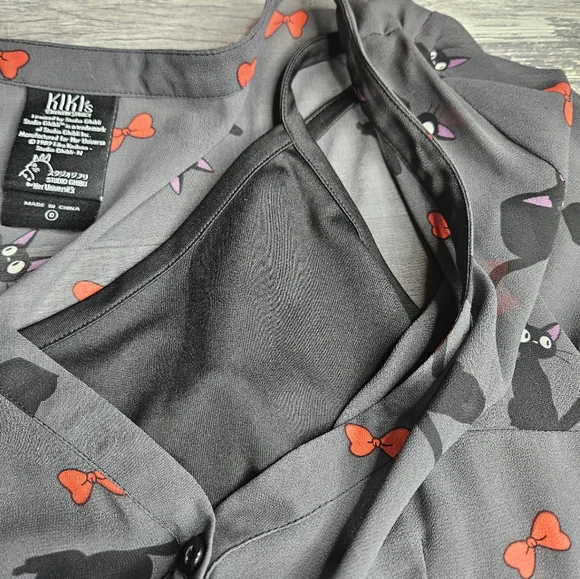 Kiki's Delivery Service X Studio Ghibi Jiji And Bows Gray Dress Size Large 12 - Picture 7 of 12